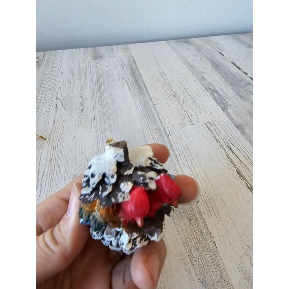 Cardinal bird ornament acorn pear set vintage nest unique birdhouse wooden - Picture 13 of 14